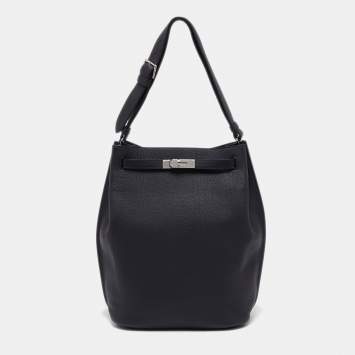 Pre Owned Hermes Prunoir Fjord Leather Palladium Hardware So Kelly 26 Bag