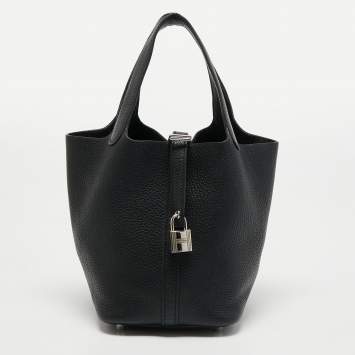 Pre Owned Hermes Black Togo Leather Picotin Lock 18 Bag