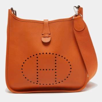 Pre Owned Hermes Orange Epsom Leather Evelyne I PM Bag