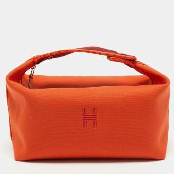 Pre Owned Hermes Orange Canvas Large Bride-a-Brac Bag