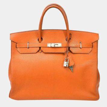 Pre Owned Hermes Potiron Chevre Mizol Birkin 40 Ladies Handbag 
