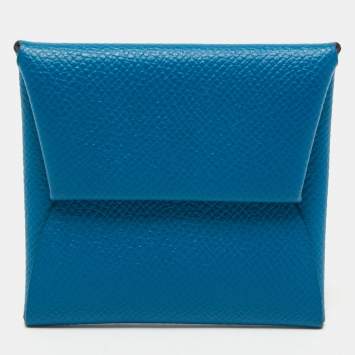 Pre Owned Hermes Bleu De Galice/Bleu Agathe Epsom Leather Bastia Coin Purse