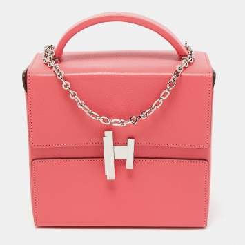 مملوكة مسبقًا Hermes Rose Lipstick Chevre Mysore Leather Cinhetic Boxy Bag