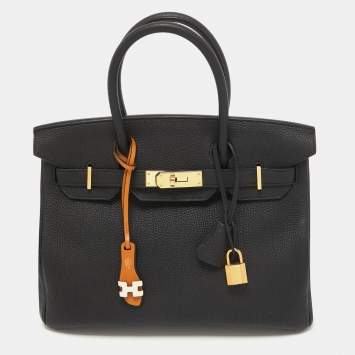 Pre Owned Hermès Black Togo Leather Gold Finish Birkin 30 Bag