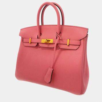 Pre Owned Hermes Rose Azalee Swift Leather Birkin Size 25 Bag