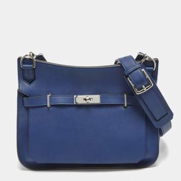 Pre Owned Hermes Blue Saphir Swift Leather Palladium Finish Jypsiere 28 Bag