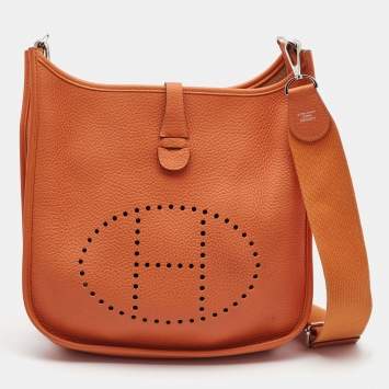 Pre Owned Hermes Feu Togo Leather Evelyne III PM Bag