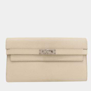 Pre Owned Hermes Kelly cream long wallet Epson ladies