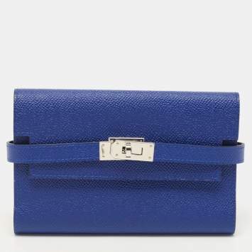 Pre Owned Hermès Electric Blue Epsom Leather Kelly Depliant Wallet