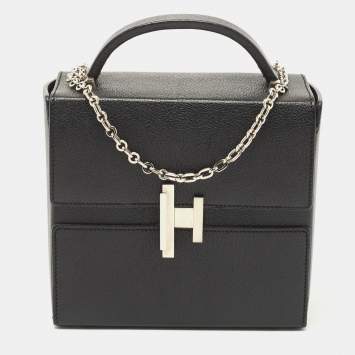 Pre Owned Hermes Black Chevre Leather Cinhetic Bag