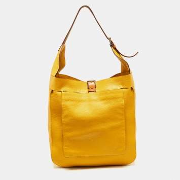 Pre Owned Hermes Soleil Taurillon Clemence Leather Palladium Finish Marwari GM Bag