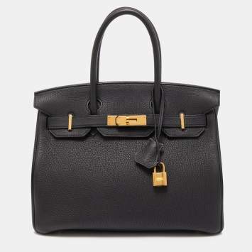 Pre Owned Hermès Black Togo Leather Gold Finish Birkin 30 Bag