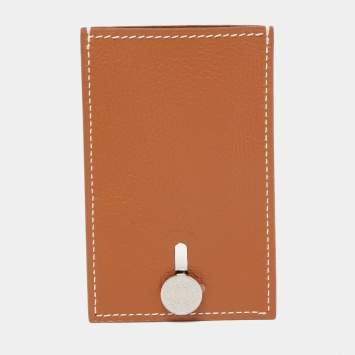Pre Owned Hermès Gold Evercolor Leather Diablo Card Holder