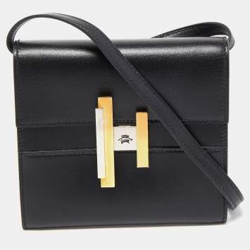 Pre Owned Hermes Black Tadelakt Leather Cinhetic To Go Wallet