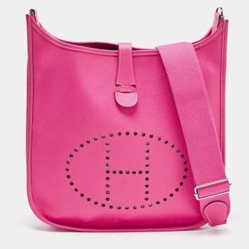 Pre Owned Hermes Rose Tyrien Epsom Leather Evelyne III GM Bag