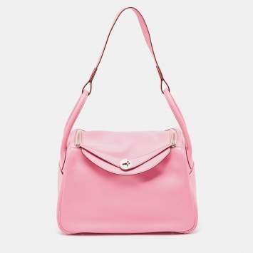 Pre Owned Hermes Rose Confetti Swift Leather Palladium Finish Lindy 30 Bag