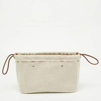 Pre Owned Hermes Naturel/Fauve Canvas and Barenia Leather Fourbi 25 Pouch