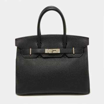 Pre Owned Hermes Black Togo Leather Palladium Finish Birkin 30 Bag