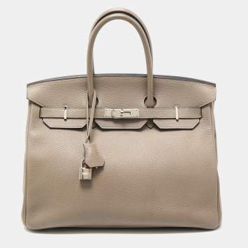 Pre Owned Hermes Gris Asphalt/Rose Extreme Togo Leather Palladium Finish Birkin 35 Bag 