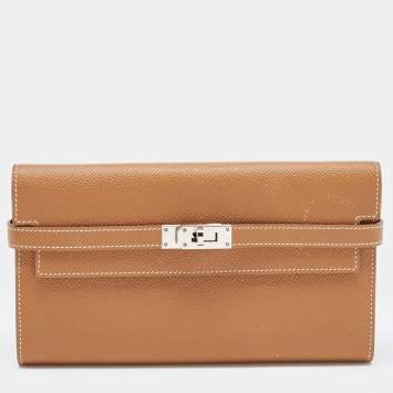 Pre Owned Hermes Gold Epsom Leather Kelly Classic Wallet