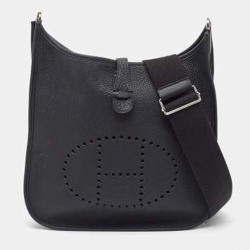 Pre Owned Hermes Noir Togo Leather Evelyne III PM Bag