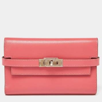 Pre Owned Hermès Rose D'ete Swift Leather Kelly Depliant Wallet