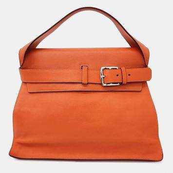 Pre Owned Hermes Leather Orange Etoupe Bag