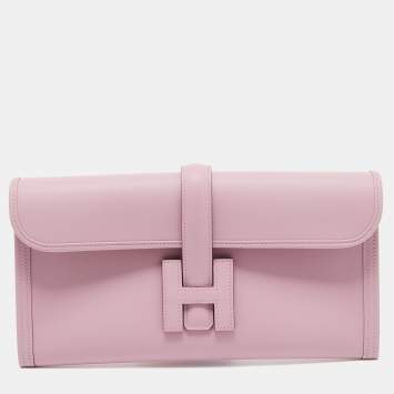 Pre Owned Hermès Mauve Sylvestre Swift Leather Jige Elan 29 Clutch