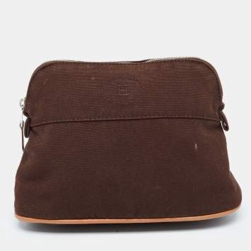 Pre Owned Hermes Brown Canvas Bolide Case