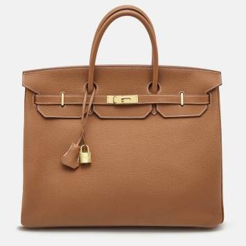 Pre Owned Hermes Gold Togo Leather Gold Finish Birkin 40 Bag