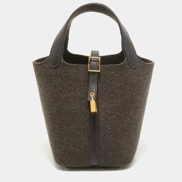 مملوكة مسبقًا Hermes Ebene Feutre and Swift Leather Picotin Lock 18 Bag
