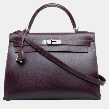 Pre Owned Hermes Purple 2002 Veau Graine Lisse Kelly Sellier 32
