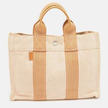Pre Owned Hermes Peach Canvas Fourre Tout PM Bag
