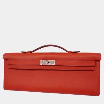 Pre Owned Hermes Sanguine Swift Leather Kelly Cut Clutch Bag
