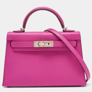 Pre Owned Hermès Magnolia Epsom Leather Palladium Finish Mini Kelly II Sellier 20 Bag