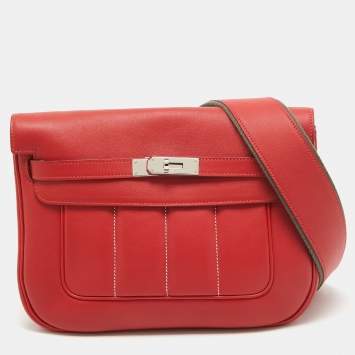 Hermes Rouge Tomate Swift Leather Palladium Finish Berline 28 Bag