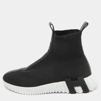 Pre Owned Hermes Black Knit Fabric Socks Sneakers Size 37