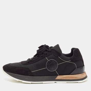 Pre Owned Hermes Black Suede and Drive Lace Up Sneakers Size 38