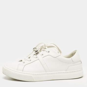 Pre Owned Hermes White Leather Day Sneakers Size 36