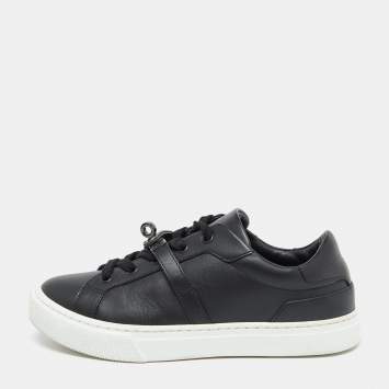 Pre Owned Hermes Black Leather Day Low Top Sneakers Size 36.5