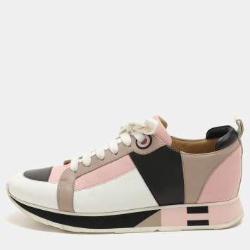 Pre Owned Hermes Multicolor Leather Rebus Lace Up Sneakers Size 39