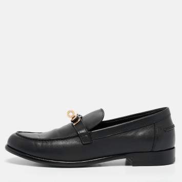 Pre Owned Hermès Black Leather Destin Loafers Size 39