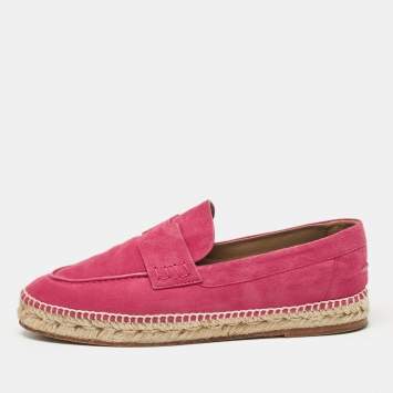 Pre Owned Hermes Fuchsia Suede Trip Espradrille Flats Size 39