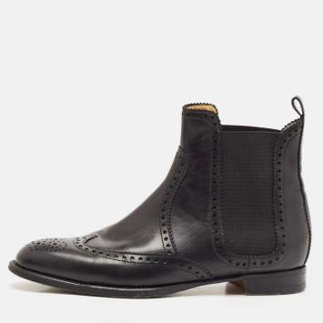 Hermes Black Leather Brighton Ankle Length Boots Size 37