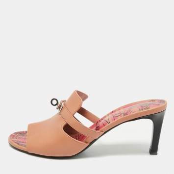 Hermes Beige Leather Cute Slide Sandals Size 39
