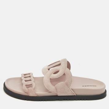 Hermes Pink Suede Extra Sandals Size 38