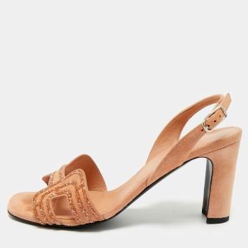 Hermes Beige Suede Premiere Ankle Strap Sandals Size 37.5