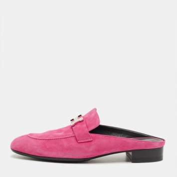 Pre Owned Hermes Pink Suede Paradis Mule Sandals Size 41