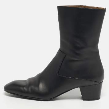 Pre Owned Hermes Sommet Size 40 Black Leather Ankle Length Boots