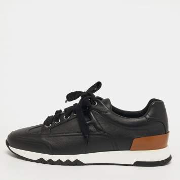 Pre Owned Hermès Trail Size 38 Black Leather Low Top Sneakers